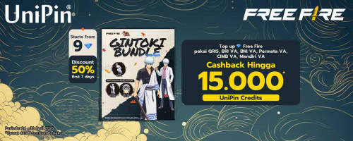 Kolaborasi Gintama rilis, buruan koleksi! Top Up Sekarang dan Nikmati Cashback 15.000* UniPin Credits!